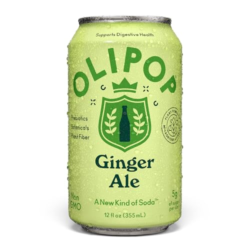 OLIPOP Prebiotic Soda Pop, Ginger Ale, Prebiotics, Botanicals, Plant Fiber, 12 fl oz can