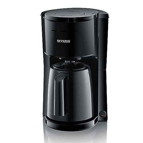 (-44%) Severin Filterkaffeemaschine mit Thermokanne, Kaffeemaschine für bis zu 8 Tassen, ansprechende Filtermaschine mit Isolierkanne, Single, schwarz, 1 Liter, KA 9306