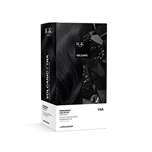 IGK Permanent Hair Dye Color Kit, Volcanic 1NA, Purest Black