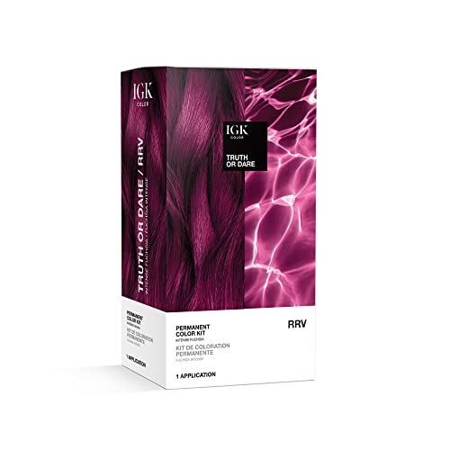 IGK Permanent Hair Dye Color Kit, Truth or Dare RRV, Intense Fuchsia