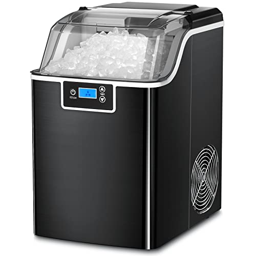 Nugget Ice Maker Countertop with Self-Cleaning,Chewable Pellet Ice Crushed ice 45Lbs/24H,Black