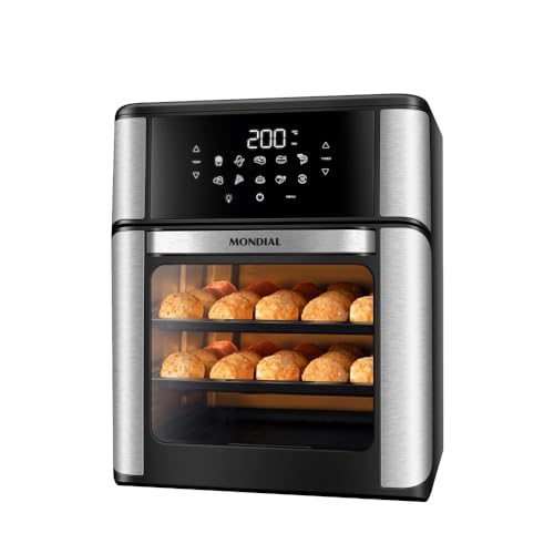 Fritadeira Air Fryer Forno Oven MONDIAL 12L, 2000W, 110V | Preto/Inox, AFON-12L-BI