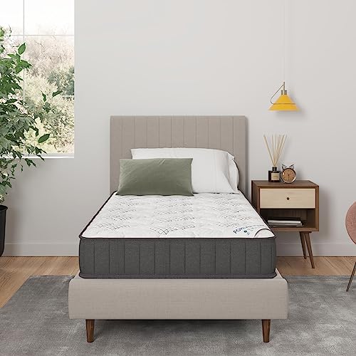 Ottomanson 9" Hybrid Twin Mattress - Rock Hard Feel - Made in USA - Individually Pocketed Coils & CertiPUR-US Foam - Fiberglass-Free - Bed in a Box