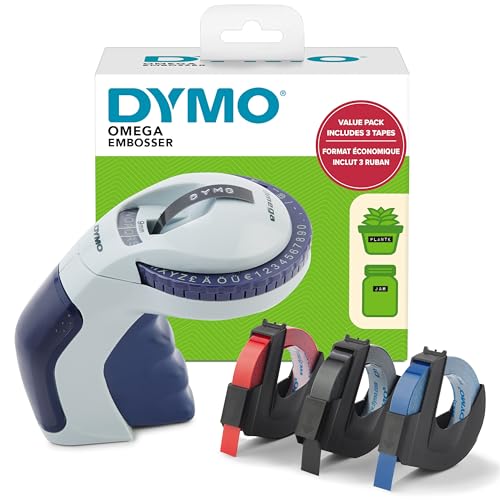 Dymo Embossing Label Maker with 3 Label Tapes | Omega Label Maker Starter Kit | Small...