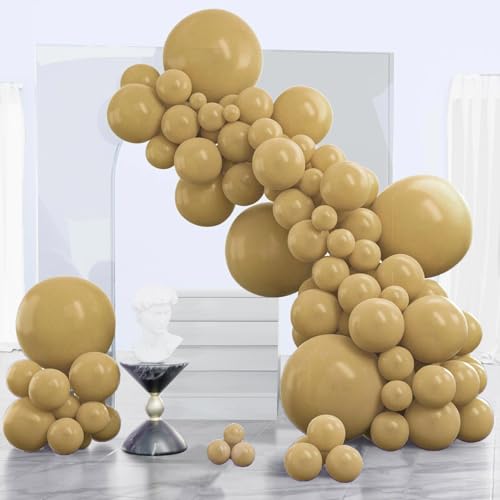 PartyWoo Tan Balloons 140 pcs Different Sizes of 18 12 10 5 Inch Light Brown Neutral Boho Coffee Balloon Arch Kit Garland for Wedding Baby Shower Safari Woodland Birthday Party Decorations Tan-F19