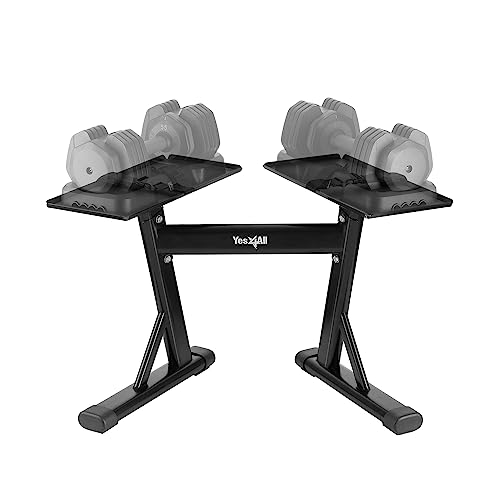 Yes4AllAdjustable Dumbbell Stand - 160 Pound Capacity, Spotter Rack &amp; Weight Rack with Strap, Easy Storage &amp; Sa
