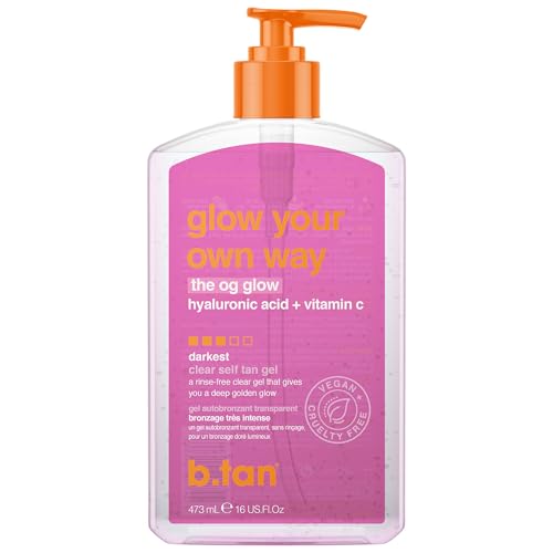 b.tan Clear Self Tan Gel | Glow Your Own Way - Best Transfer-Resistant, Quick, Self Tanning Gel, Vegan, Cruelty Free Self Tanner, 16 Fl Oz