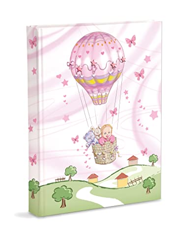 Birth Photo Album cm 21 x 28 cm with Pockets Contains 200 Photos cm 13 x 18 cm Pink Hot Air Balloon