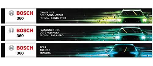 BOSCH 360 Complete Vehicle Wiper Blade Kit - Includes Front Beam Blades (Pair) + Rear Wiper Blade (1) - 26"/16"/10" (B36004)