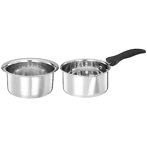 Amazon Brand - Solimo - 2 Pcs Stainless Steel Cookware Set - (Tope 18 cm, Sauce 14 cm) 2500 Liter, Glossy Finish (8906028137464) Amazon Brand - Solimo
