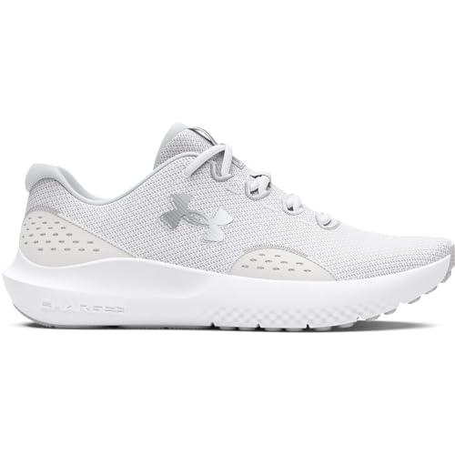 Under Armour Women's Charged Surge 4, (100) White/Distant Gray/Metallic Silver, 12, US