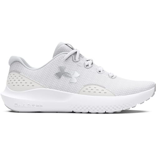 Under Armour Women's Charged Surge 4, (100) White/Distant Gray/Metallic Silver, 8.5, US
