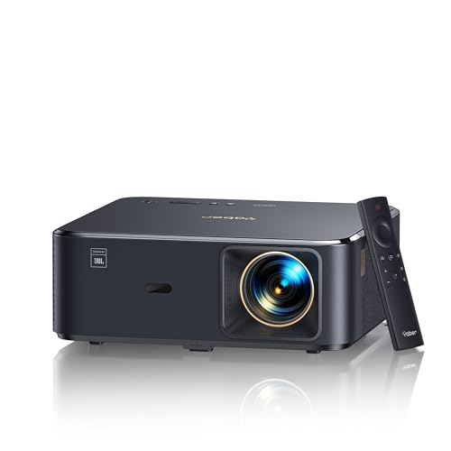 Beamer 4K Heimkino mit Sound by JBL, Dolby Audio, Android TV 12.0, NFC Screencast, Autofokus, Auto Trapezkorrektur, WiFi6, Bluetooth, YABER 800 ANSI 1