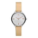 MVMT Reina Qtz Basic Slim White Round Dial Womens Analog WatchCamel Leather MaterialCamel Color Band 28000279D