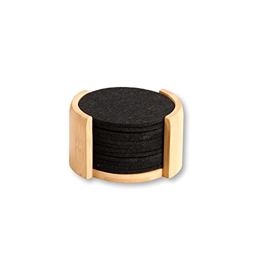 🔥 SELTEN SO GÜNSTIG (-50%) Kesper | Untersetzer, 12er Set, Material: Bambus, Textil, Maße: ø 10 cm/Stärke: ca. 0,4 cm, Farbe: Braun, Schwarz | 58747