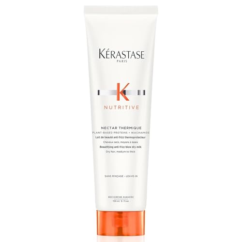 Kerastase Nectar Thermique Heat Protecting Cream - Anti-Frizz, Softness & Shine, Heat Protection, With Niacinamide, For Medium to Thick Dry Hair, 5.1 Fl Oz