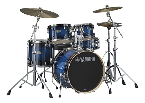 Yamaha Stage Custom Birch 5pc Shell Pack with a 20" Kick 14” Snare Drum in Deep Blue Sunburst for Students and Working Drummers (SBP0F50DUS)