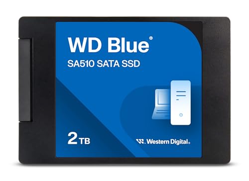 Western Digital 2TB WD Blue SA510 SATA Internal Solid State Drive SSD - SATA III 6 Gb/s, 2.5"/7mm, Up to 560 MB/s - WDS200T3B0A