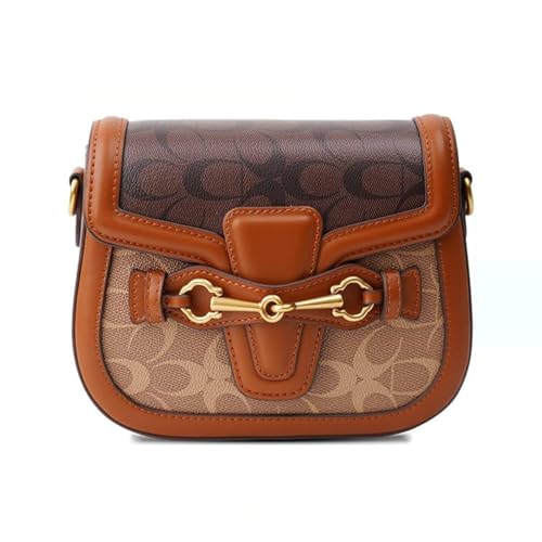Women Small Crossbody Bags Women Golden Buckle Leather Purse Handbag Fashion Design (coffee&brown)