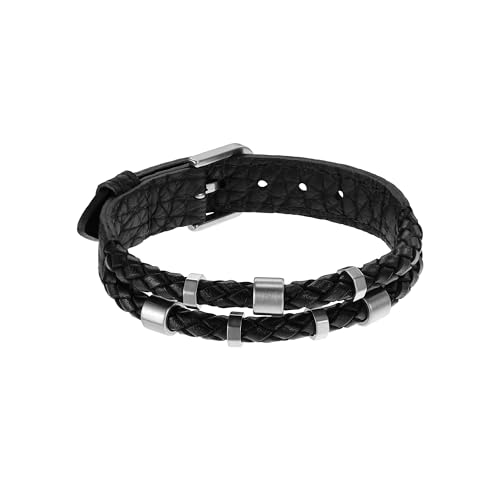 (-42%) Fossil Armband für Männer Leather Essentials, Schwarzes Lederarmband, Länge: 256mm, Breite: 13.7mm, JF04473040