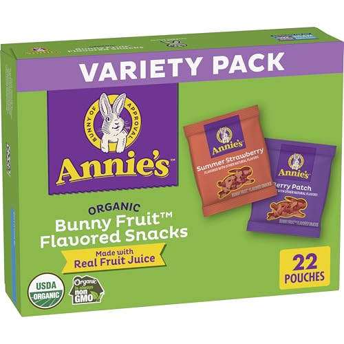 Annie's Organic Bunny Fruit Snacks, Variety Pack, Gluten Free, Halloween Snacks, 22 Ct, 15.4 oz