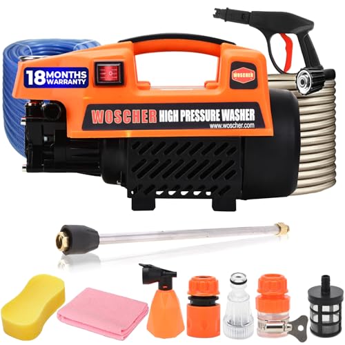 Woscher AquaWash Car Washer High Pressure Gun Pressure Washer for Car, Car Washing Pump for Car, Bike and Home Use Cleaning | 18 Months Warranty | 180