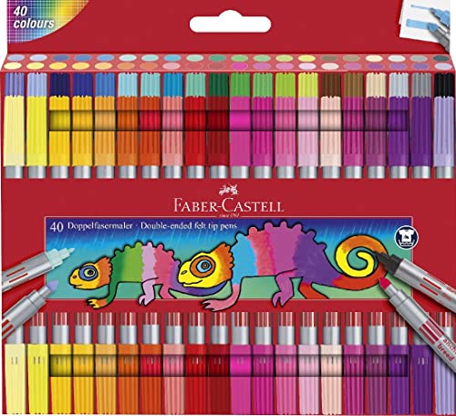 🔥 STARKER PREIS (-50%) FABER-CASTELL - Filzstifte Set, 40 Doppelfasermaler