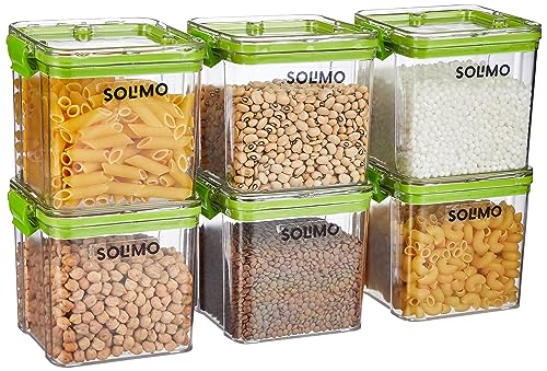 Amazon Brand - Solimo Plastic Multipurpose Airtight Containers For Kitchen, Square, Set Of 6, 700 Ml Each, Green