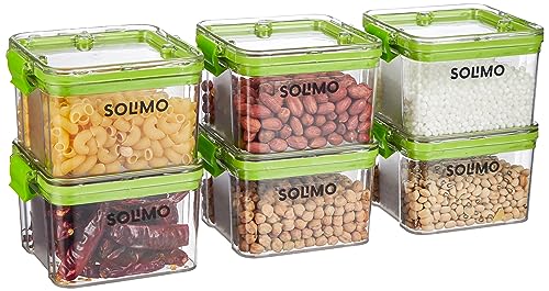 Amazon Brand - Solimo Plastic Multipurpose Containers For Kitchen, Square, Set Of 6, 400 Ml Each, Green