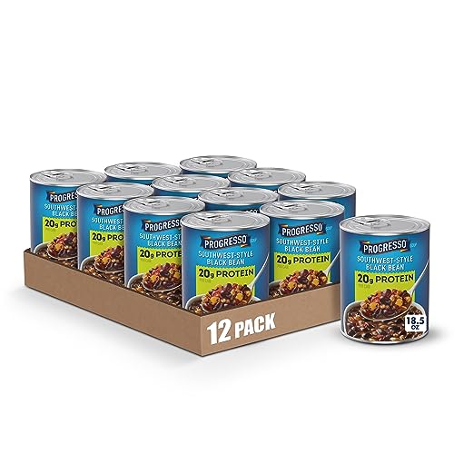 Progresso Southwest-Style Black Bean Protein Soup, Vegetarian, 18.5 oz. (Pack of 12)
