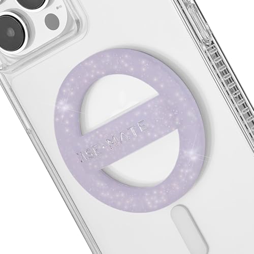 Case-Mate Magnetic Phone Grip MagSafe Loop Grip - Detachable Holder for Hand - Soft Collapsible MagSafe Grips for Back of Phone for iPhone 17 Pro Max/16 Pro Max /15/14/13/12/S25 Ultra - Purple Sparkle