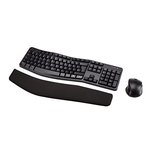 🔥 STARKER PREIS (-45%) Amazon Basics Tastatur-Maus-Set, ergonomisch, kabellos, DE Layout - schwarz