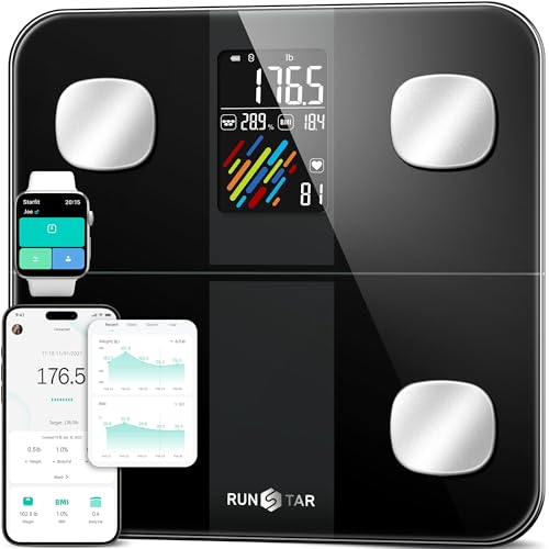 RunStar Smart Scale for Body Weight and Fat Percentage, High Accuracy Digital Bathroom Scale with Large Display for BMI 