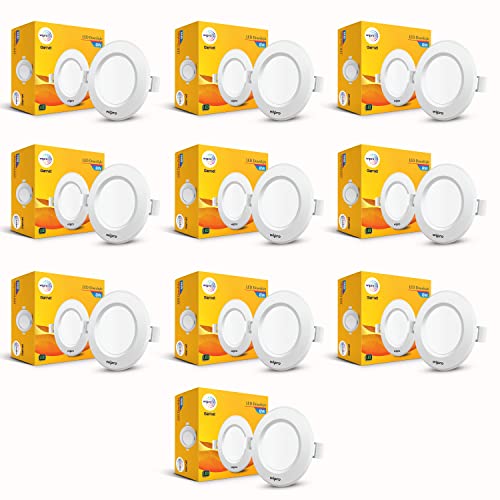 wipro Polycarbonate Garnet 8W Round Downlight Junction Box|Cool White (6500K)|Glare-Free Design|Recessed Downlighter for False Ceiling|Cutout ? 3 Inch