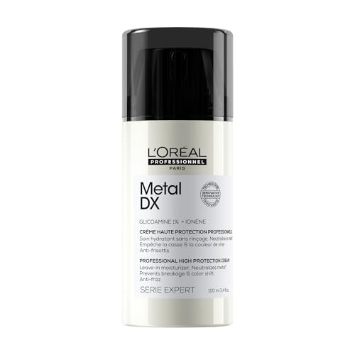 (-44%) L'Oréal Professionnel Leave-In Creme für alle Haartypen, Anti-Haarbruch, Anti- Frizz, Mit UV-Filter und Hitzeschutz, Feuchtigkeitsspendend, Serie Expert, Metal DX High Protection Cream, 100ml