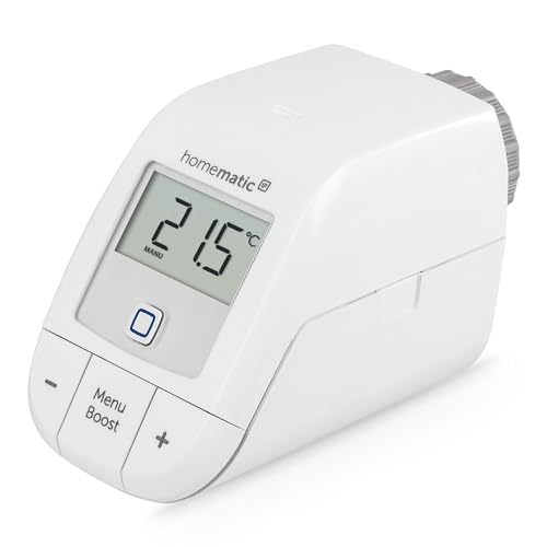 Homematic IP Heizkörperthermostat – Basic, Smart Home, digitaler Thermostat Heizung, Steuerung per App, Alexa, Google Home, einfache Installation, Ene