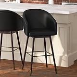 Taylor + Logan — Taylor & Logan Brida Walnut Black Faux Leather Bar Stool