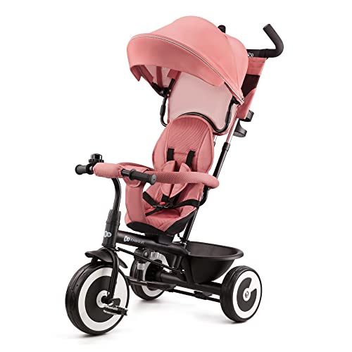 🔥 SELTEN SO GÜNSTIG (-30%) Kinderkraft Aston Dreirad ab 9 Monate bis 25 kg, Kinderdreirad mit schubstange, drehbarer Sitz Vorwärts und Rückwärtsfahrt, ausklappbarem Verdeck mit Sonnenschutz, Getränkehalter Korb im Set, Rosa