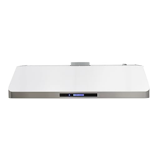 DUURA Elite Range Hood Under Cabinet Installation with Exhaust Duct, Touchscreen LED Lights 4-Speed Fan with Remote Control and Dishwasher Safe Filter, 48-Inch, Metallic