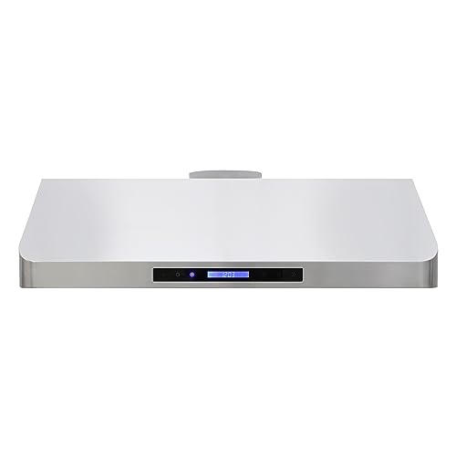 DUURA Elite Range Hood Under Cabinet Installation with Exhaust Duct, Touchscreen LED Lights 4-Speed Fan with Remote Control and Dishwasher-Safe Filter, 36-Inch, Metallic
