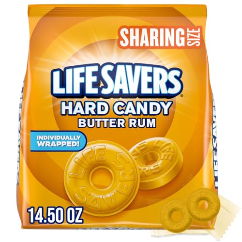 LIFE SAVERS Hard Candy - Butter Rum, Candy Bulk Individually Wrapped, For Party Favors & More, Pack of 4