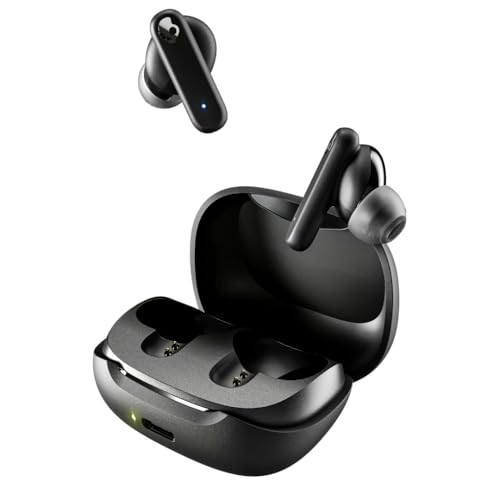 Skullcandy Smokin’ Buds Wireless Earbuds, Bluetooth Headphones, Noise Isolating Fit, Up to 20 Hours Battery, IPX4 Sweat and Water Resistant, Microphone for iPhone Android - True Black