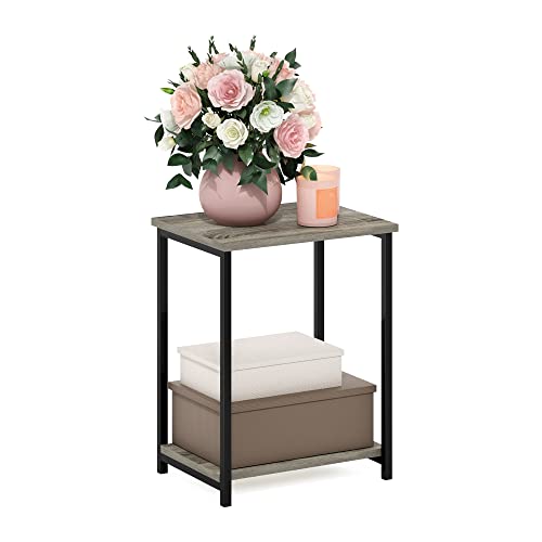 Furinno Simplistic Metal Frame End Table, 1-Pack, French Oak