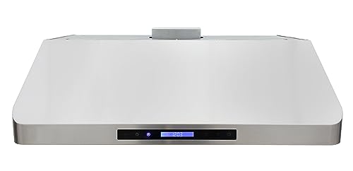DUURA Elite Range Hood Under Cabinet Installation with Exhaust Duct Touchscreen LED Lights 4-Speed Fan with Remote Control and Dishwasher Safe Filter, 30-Inch, Metallic