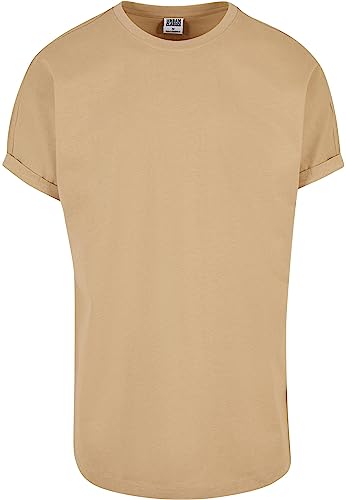 (-39%) Urban Classics Herren T-Shirt Long Shaped Turnup Tee, lässiges T-Shirt für Männer, in langem Schnitt, erhältlich in vielen Farben, Unionbeige, M