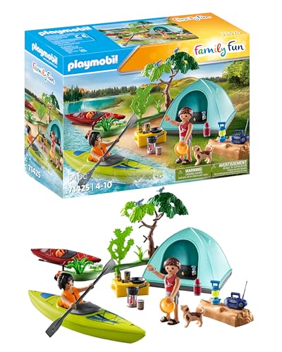 Playmobil 71425 Family Fun Campsite with Campfire, exciting outdoor adventure at the campsite, canoeing and campfires, fun imaginative role-play, playsets suitable for children ages 4+