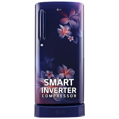 LG 185 L 5 Star Direct-Cool Inverter Single Door Refrigerator (GL-D201ABPU, Blue Plumeria, Fast Ice Making, Base Stand with Drawer)