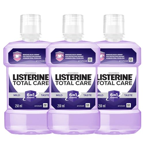 Listerine® Total care Mild Taste, 6 in 1 Benefits, 250ml Combo Pack of 3 (Buy 2 Get 1 Free)