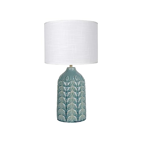 Lexi Lighting Bloom Ceramic Table Lamp, 42cm Height, E27 Lamp Holder, White Linen Shade...