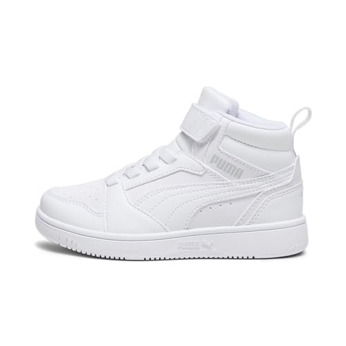 (-40%) Puma Unisex Kids Puma Rebound V6 Mid Ac+ Ps Sneakers, Puma White-Cool Light Gray, 31 EU